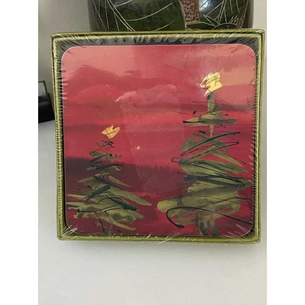 Rock Flower Paper 4 Coasters Abstract Cool Contemporary Christmas Tree 4